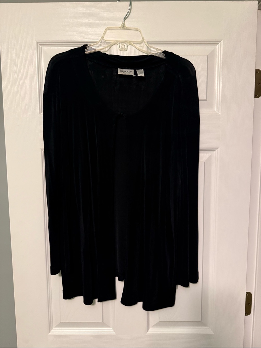 Chico's traveler’s Black Velvet Open Cardigan Tunic